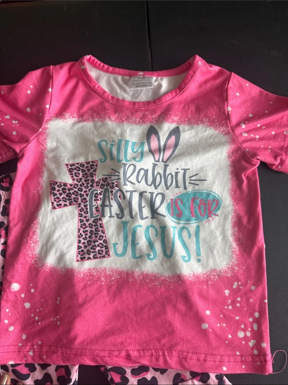 Girls Pink Easter 'Jesus' Short Sleeve Pajama Set
